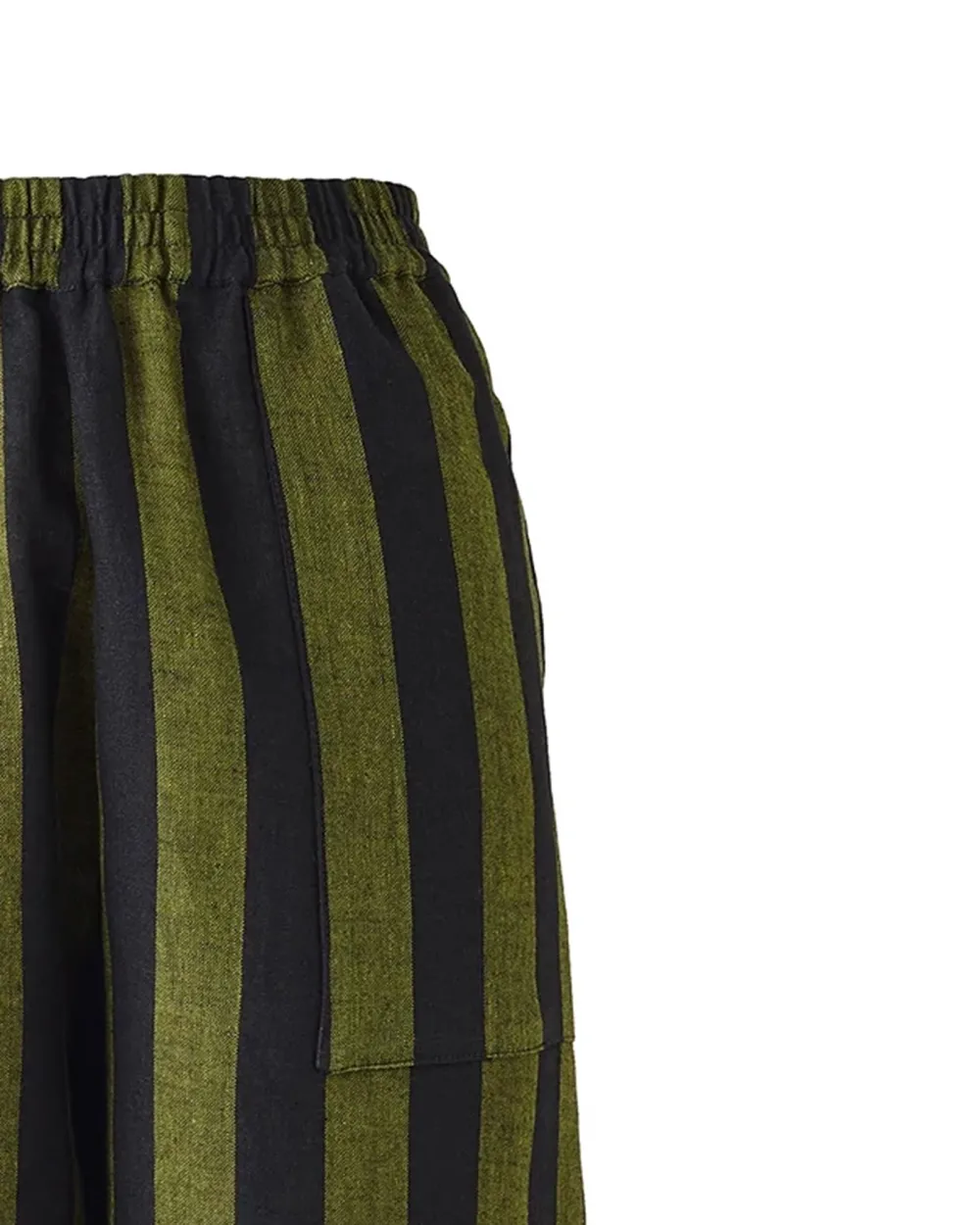 BLACK & OLIVE STRIPE LINEN TROUSERS