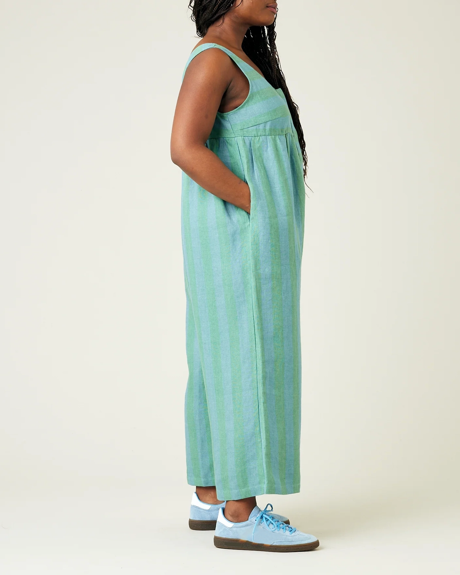 OCEAN STRIPE LINEN JUMPSUIT