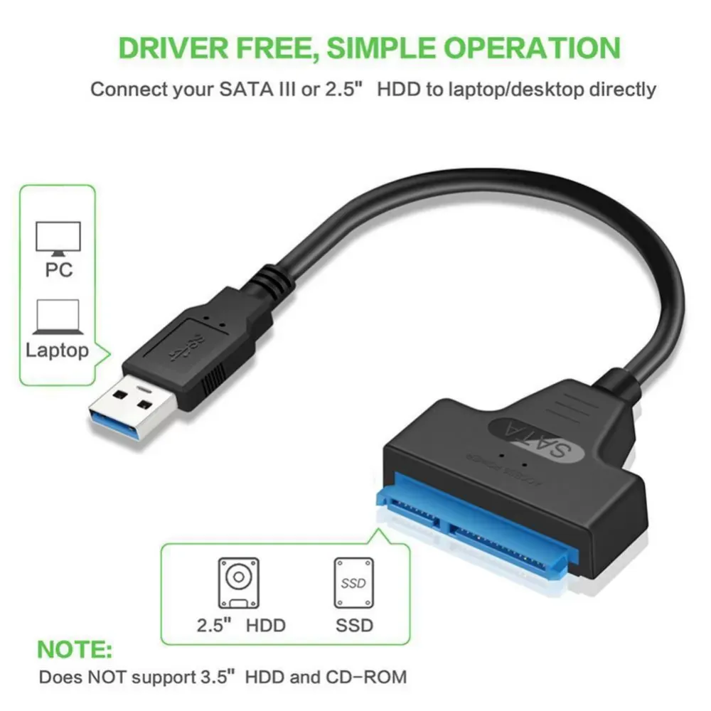 Hard Drive Adapter Cable Plug Adapter 5Gbps USB 3.0 to SATA HDD SSD Cable 2.5 inch Hard Disk External Data Adapter