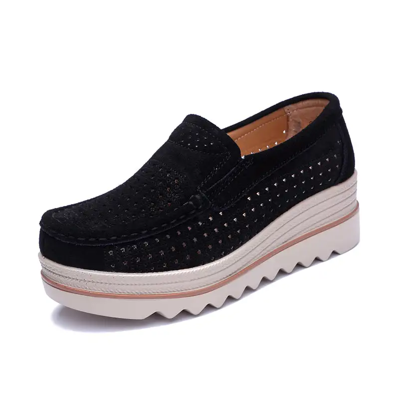 Women Slip On platform Loafers Comfort Suede Moccasins Shoes with leather suede fringes