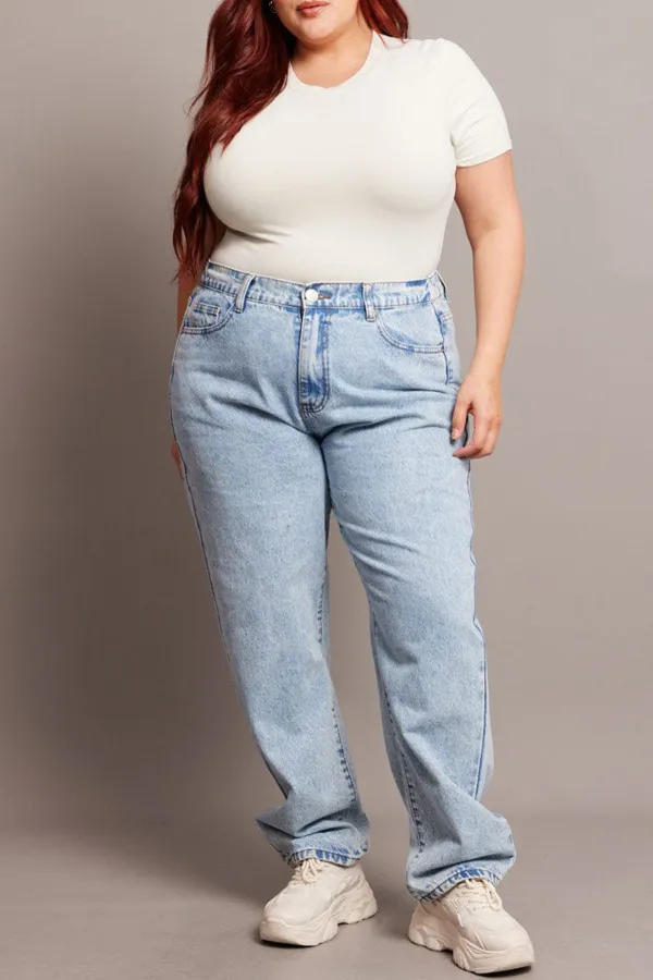 Denim Mom Jeans High Rise Acid Wash