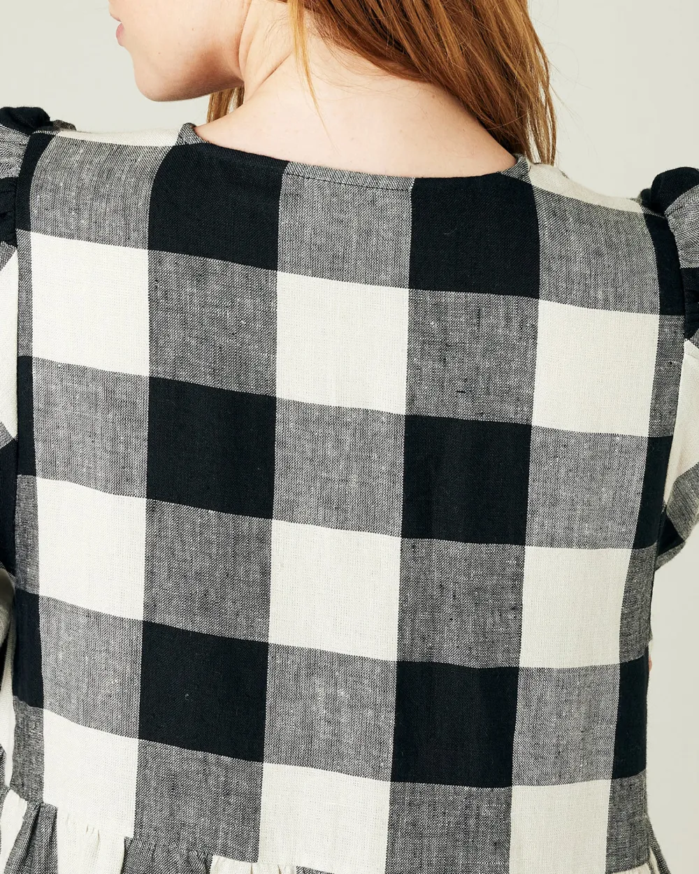 ABBIE STONE & BLACK MEGA CHECK LINEN DRESS