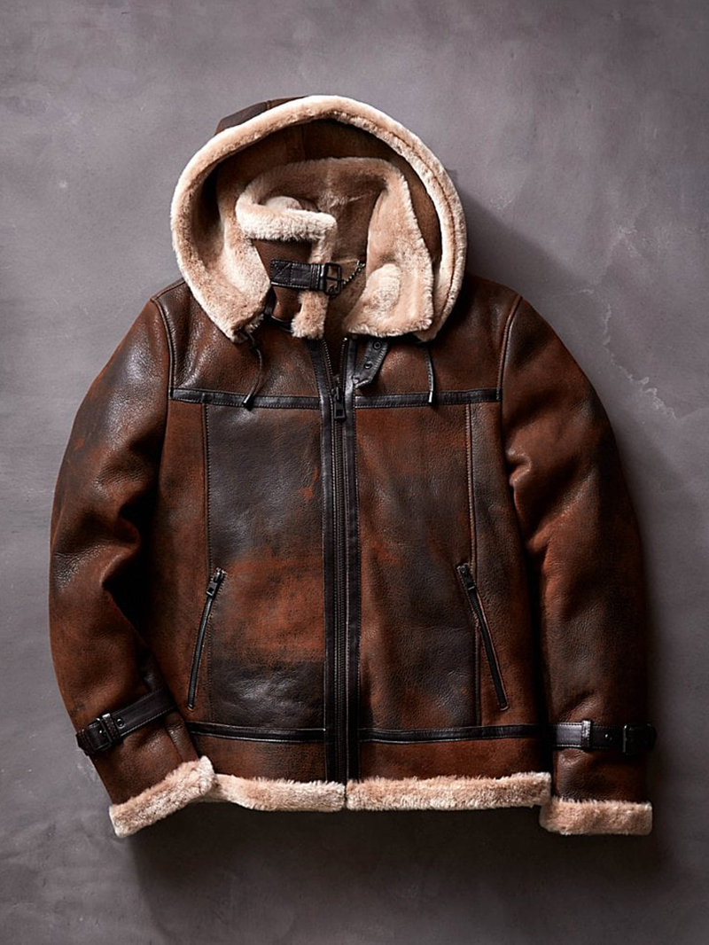 Classic Burnt Cognac Edition Sheepskin B-3 Bomber Jacket