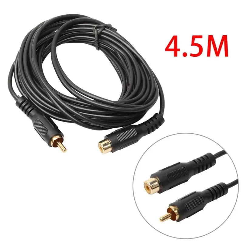 Single Phono Extension Cable Lead - RCA Male to Female Plug to Socket