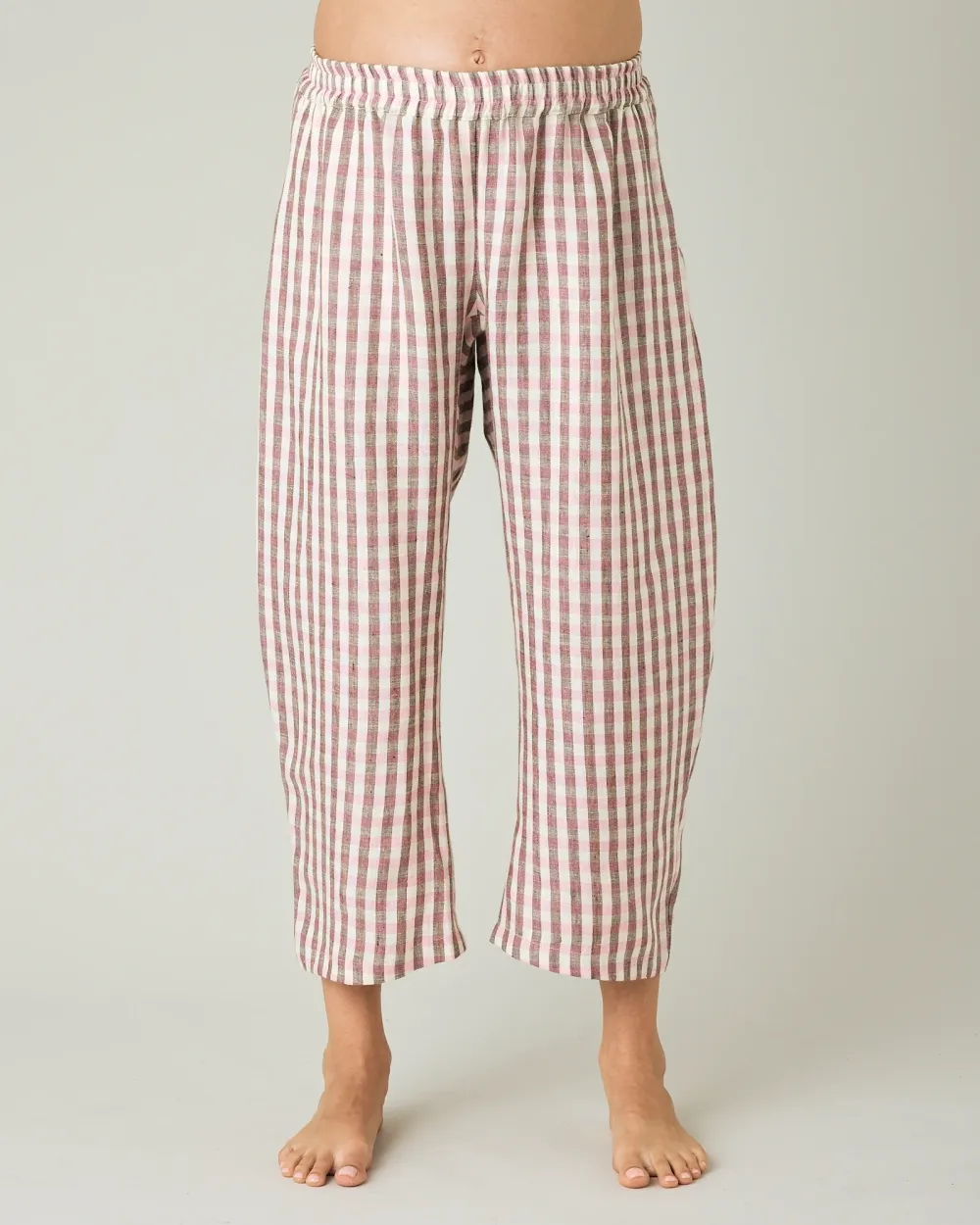 ULTIMATE PJ TROUSERS BROWN & PINK CHECK LINEN