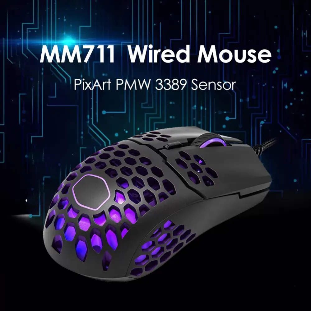 Office Notebook Mice Mouse Pro Gamer Master MM711 5 Keys USB Wired Honeycomb 16000 DPI Adjustable Gaming Mouse