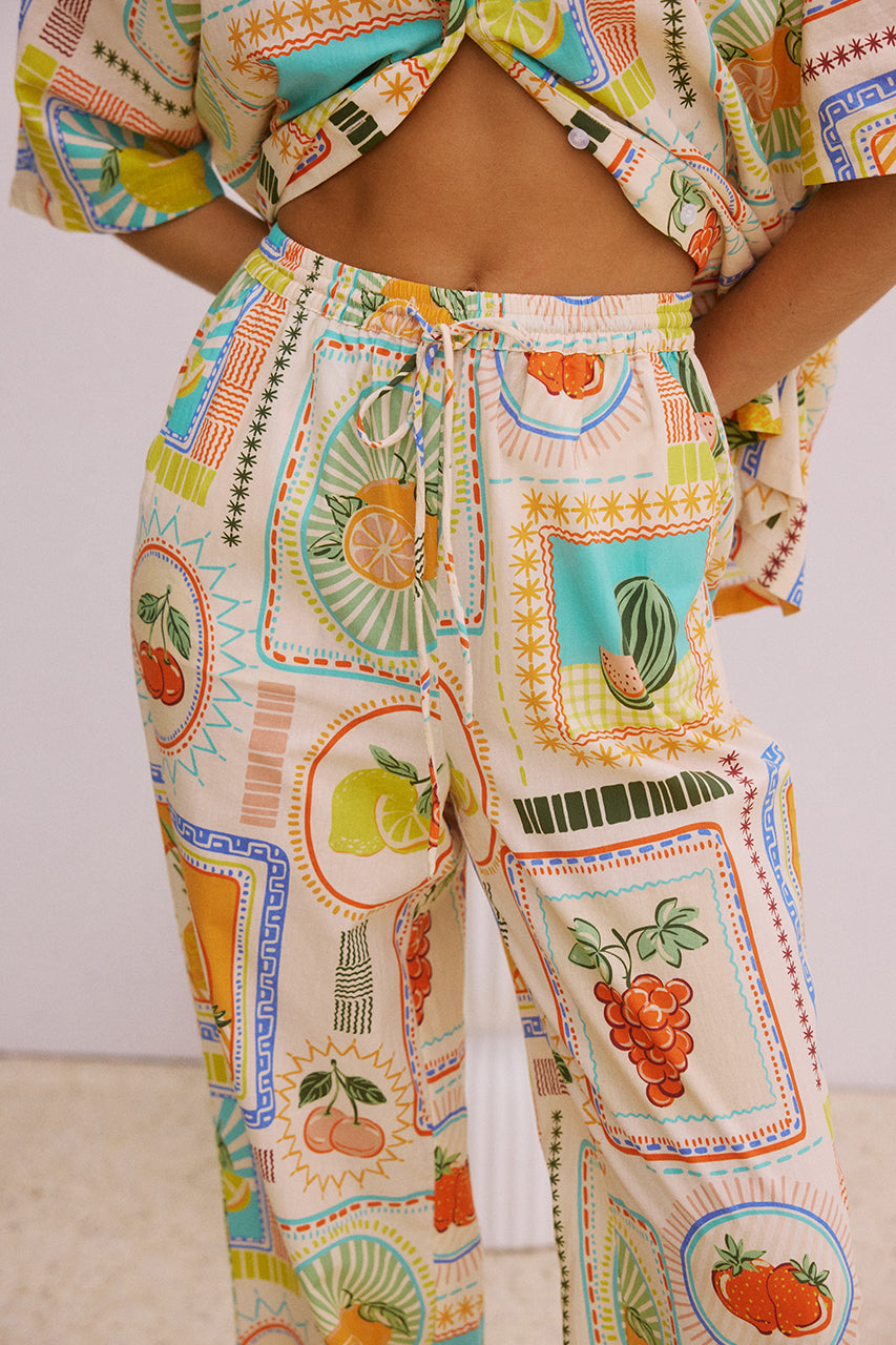 Art print wide-leg pants