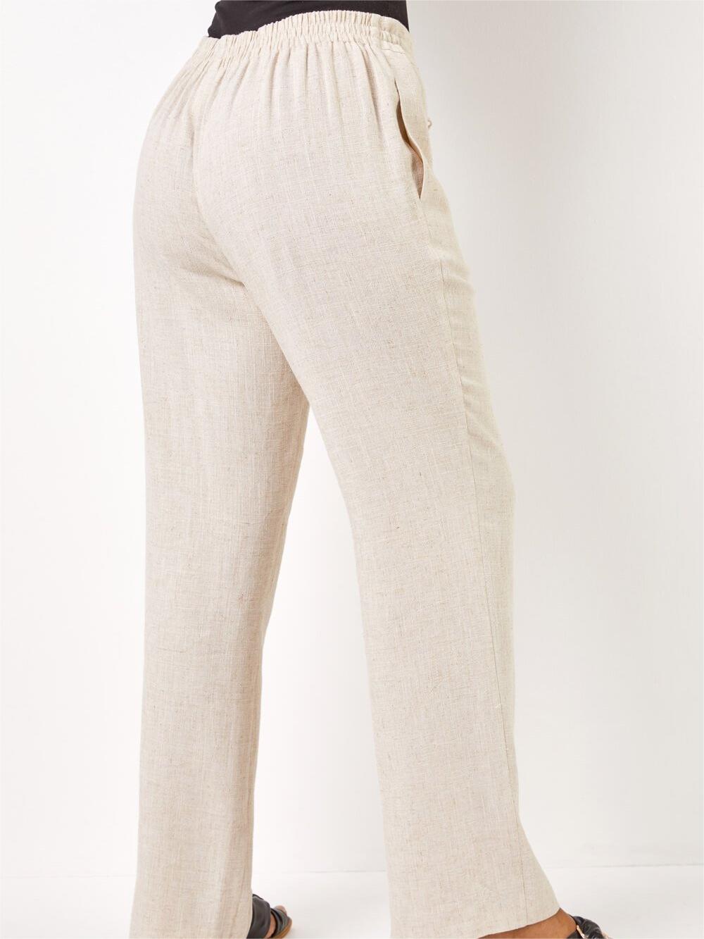 Off-white casual cotton and linen trousers