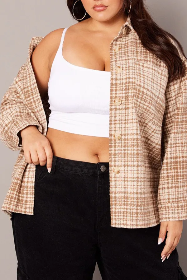 Brown Check Oversized Blazer