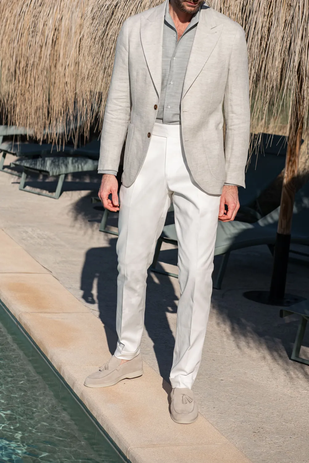 Stone Herringbone Linen Jacket 