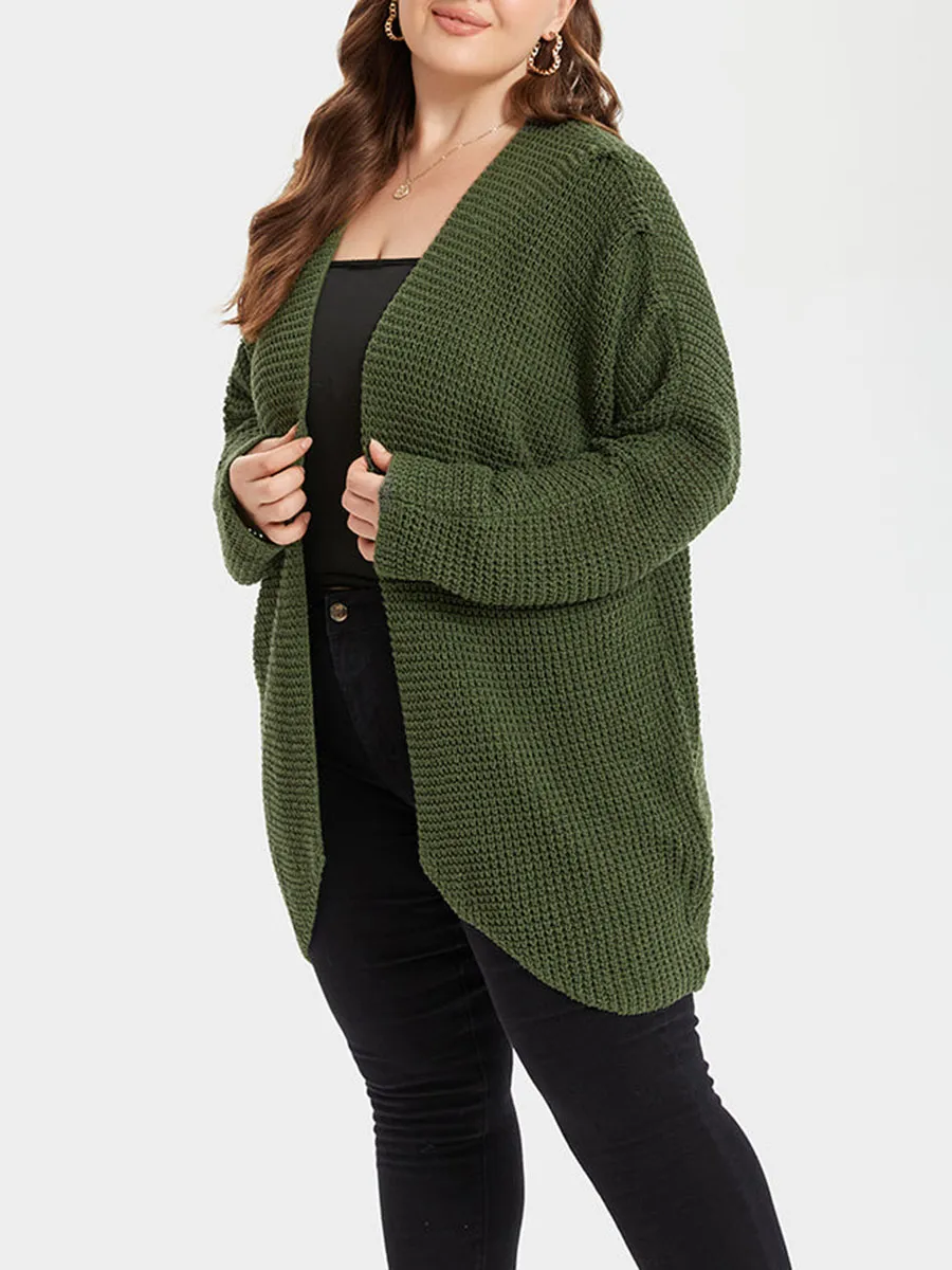 Solid Open Front Cardigan