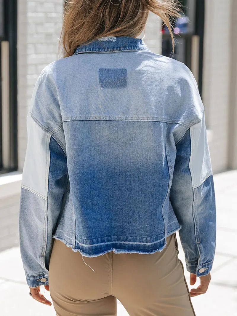 Women's contrast patchwork denim jacket