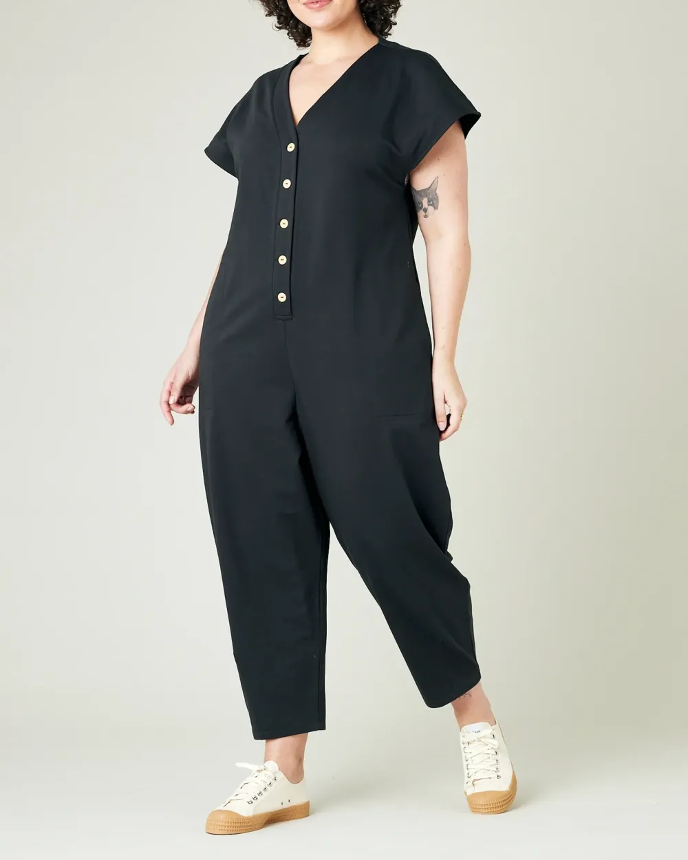 SLATE COTTON JERSEY JUMPSUIT