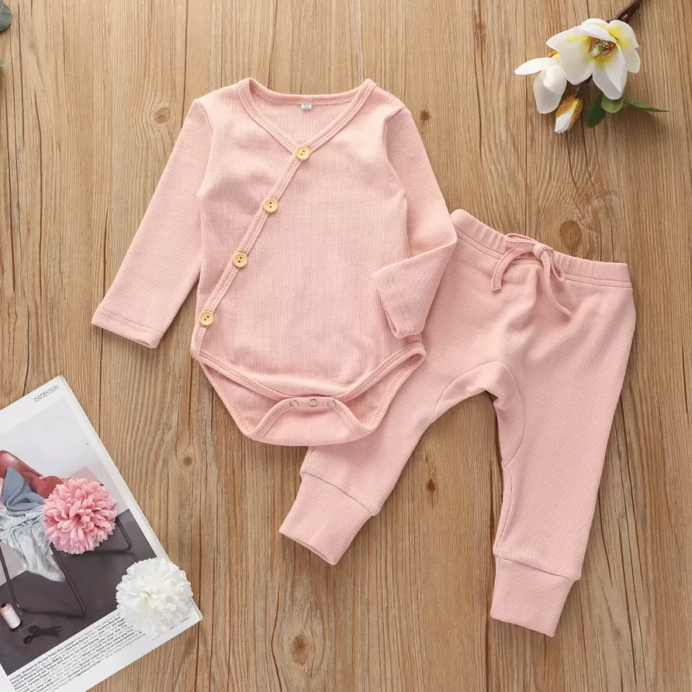 Bodysuit Ribbed Joggers 0-18M Newborn Kid Baby Boy Girl Pajamas set Long Sleeve Body Top and Pants suit Elegant Cute lovely sweet Pjs Set Sleepwear