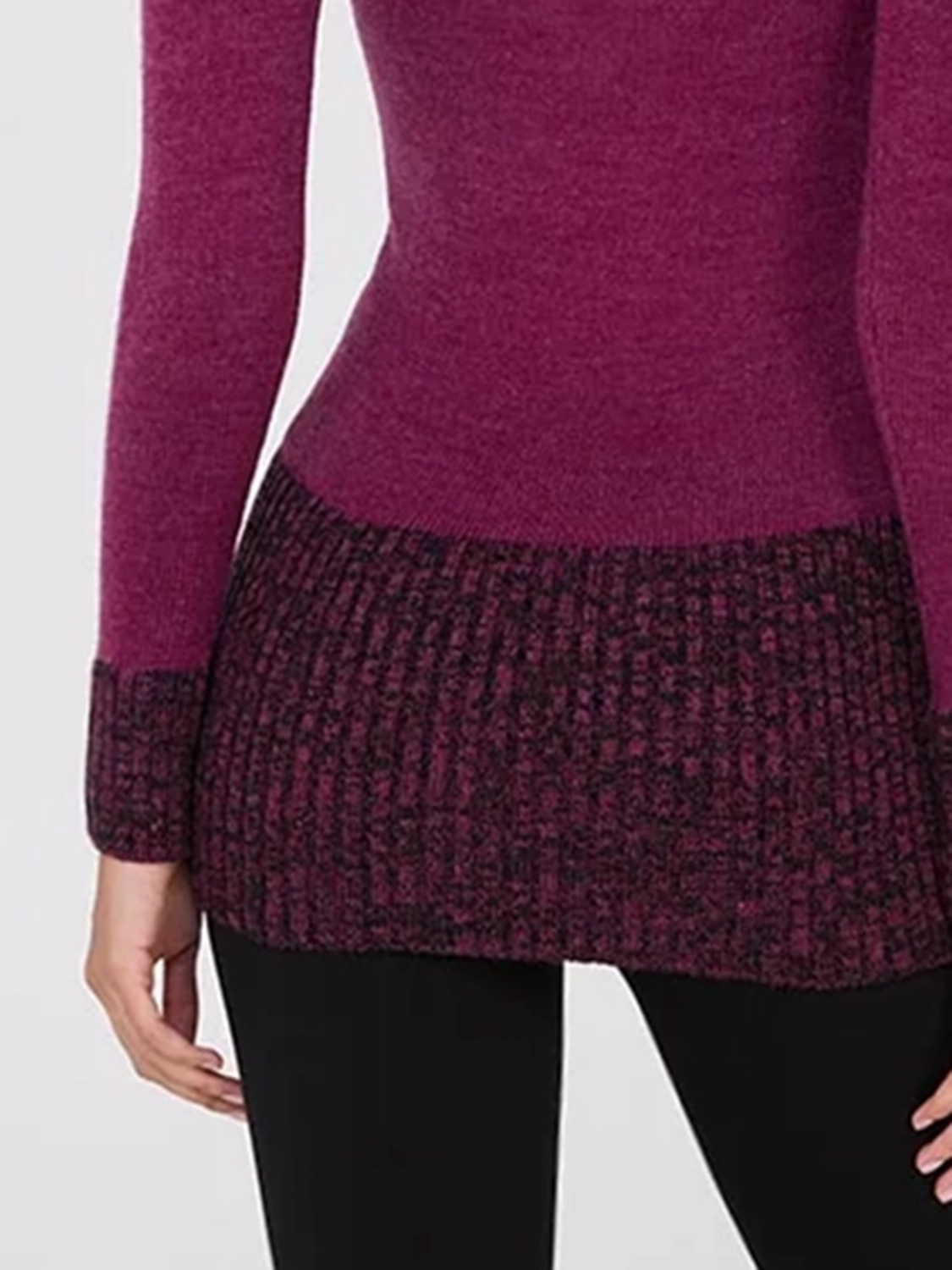 Contrast Cowl Neck Tunic Sweater