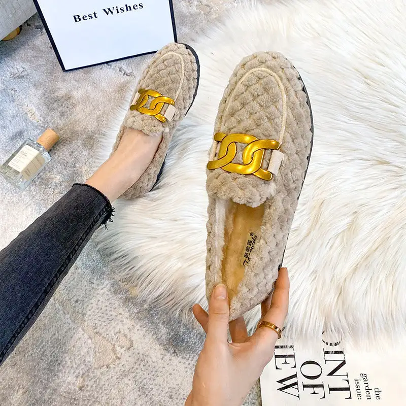 Cilool Furry Flats Loafers Fu65