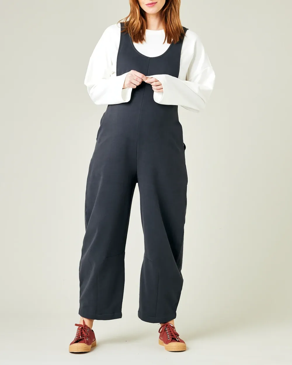 CLOVER ORGANIC COTTON JERSEY JUMPSUIT - SLATE