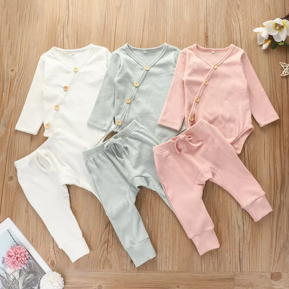 Bodysuit Ribbed Joggers 0-18M Newborn Kid Baby Boy Girl Pajamas set Long Sleeve Body Top and Pants suit Elegant Cute lovely sweet Pjs Set Sleepwear