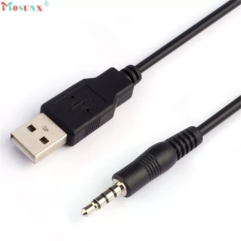 3.5mm AUX Audio To USB 2.0 Male Charge Cable Adapter Cord For Car MP3 dorpshipping