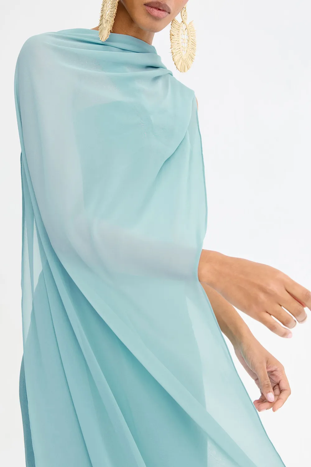 Aquamarine Solid Color Tosca Shawl