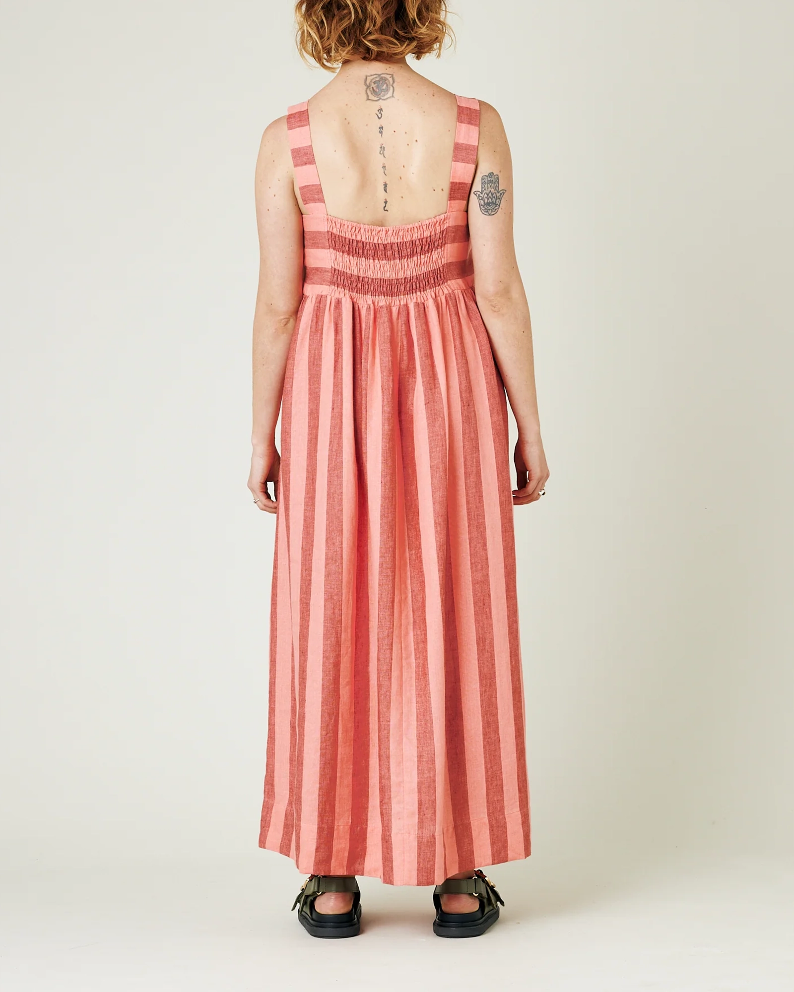 BLUSH STRIPE LINEN DRESS