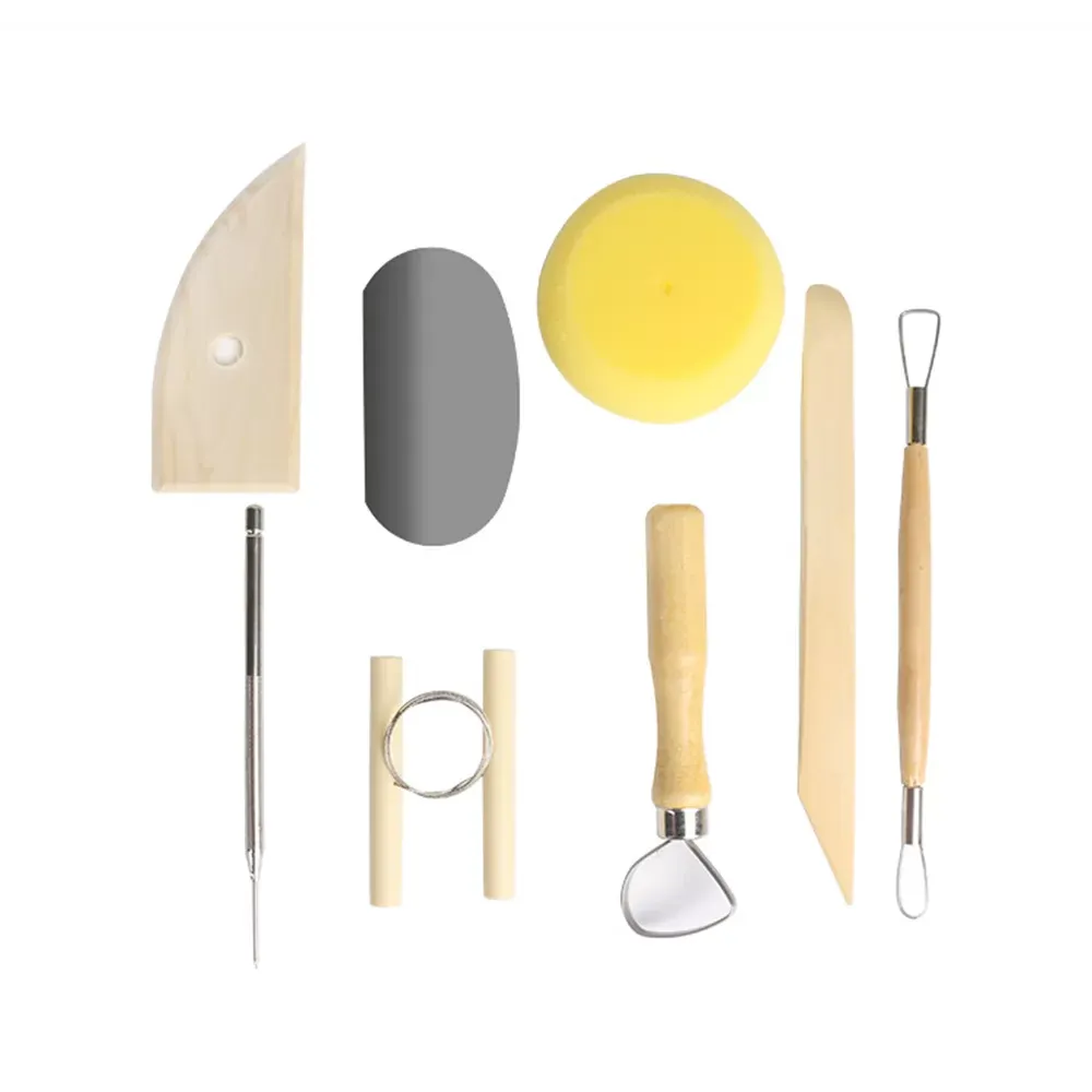 8 Piece Set Clay Ceramics Molding Tools Wood Knife Pottery Tool Kit Practical Handicrafts Wood Knife Sculpture Modelling Kit