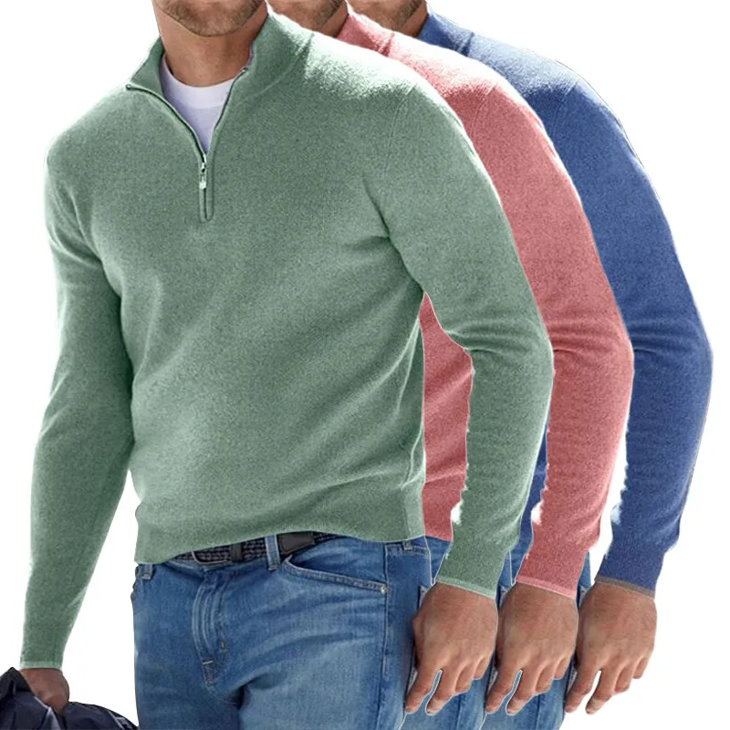 Men's Cashmere Zipper Basic Sweater