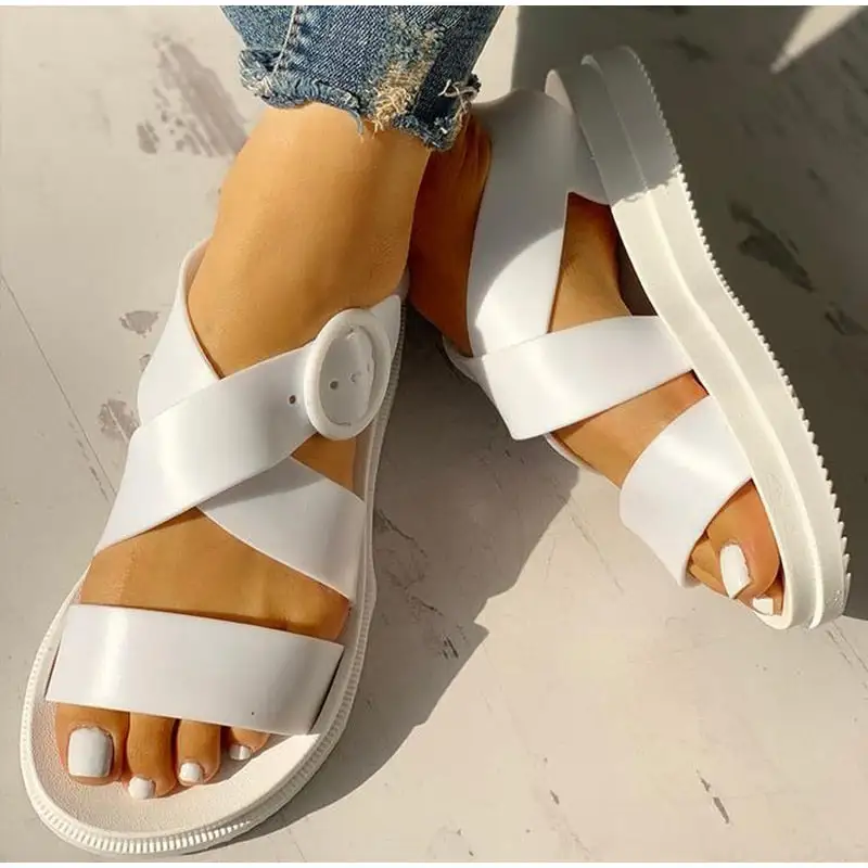 Women Gladiator Sandals Buckle Soft Jelly Shoes