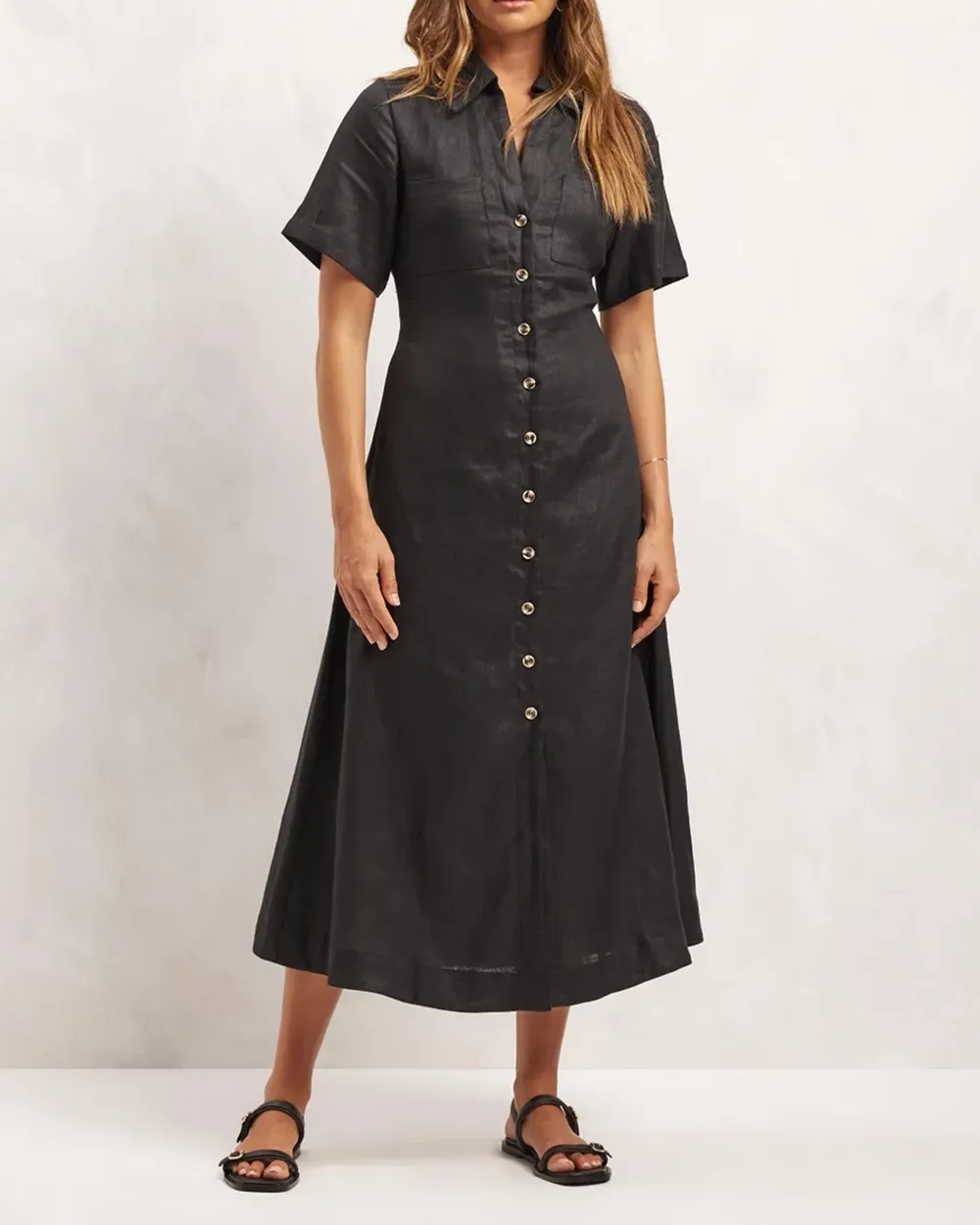 Linen Midi Shirt Dress