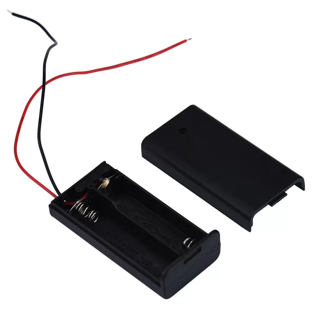 2 x AA 3V Battery Holder Connector Storage Case Box ON/OFF Switch With Lead Wire  Plastic 68.6x33.6x18.2mm