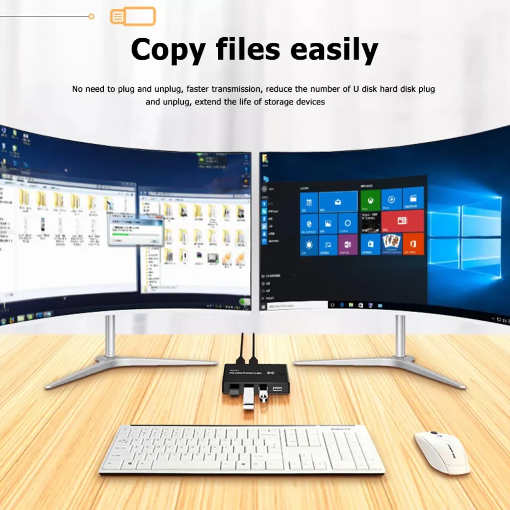 HW-1509 2x4 USB 2.0 Peripheral Sharing Switch Selector 2 PCs Sharing 4 USB Devices for Keyboard Mouse Printer