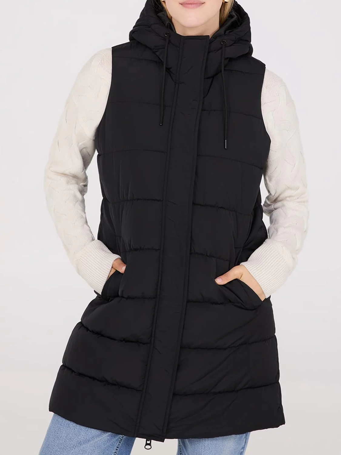 Long Hooded Puffer Vest