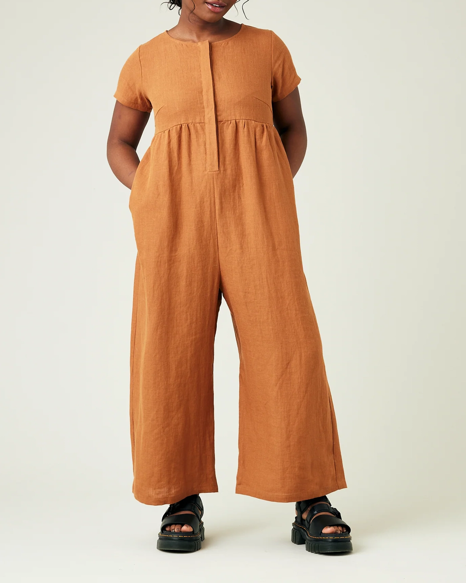 RUST LINEN JUMPSUIT