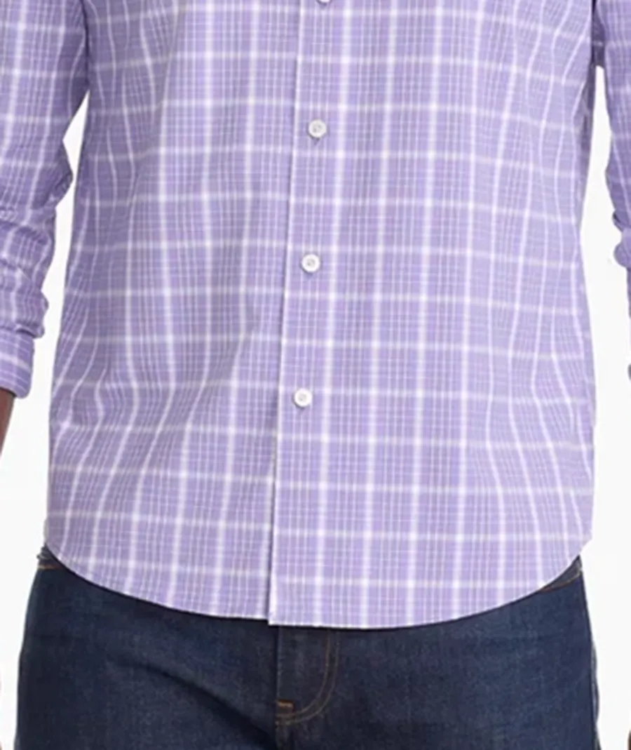 Men's Purple Plaid Business Shirt