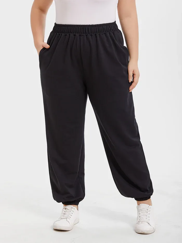 Elastic Waist Slant Pocket Pants