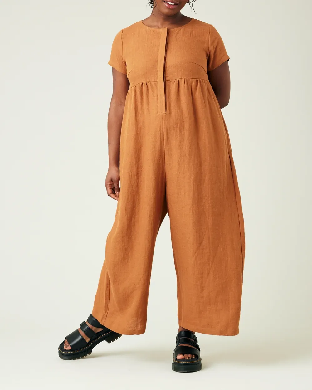 RUST LINEN JUMPSUIT