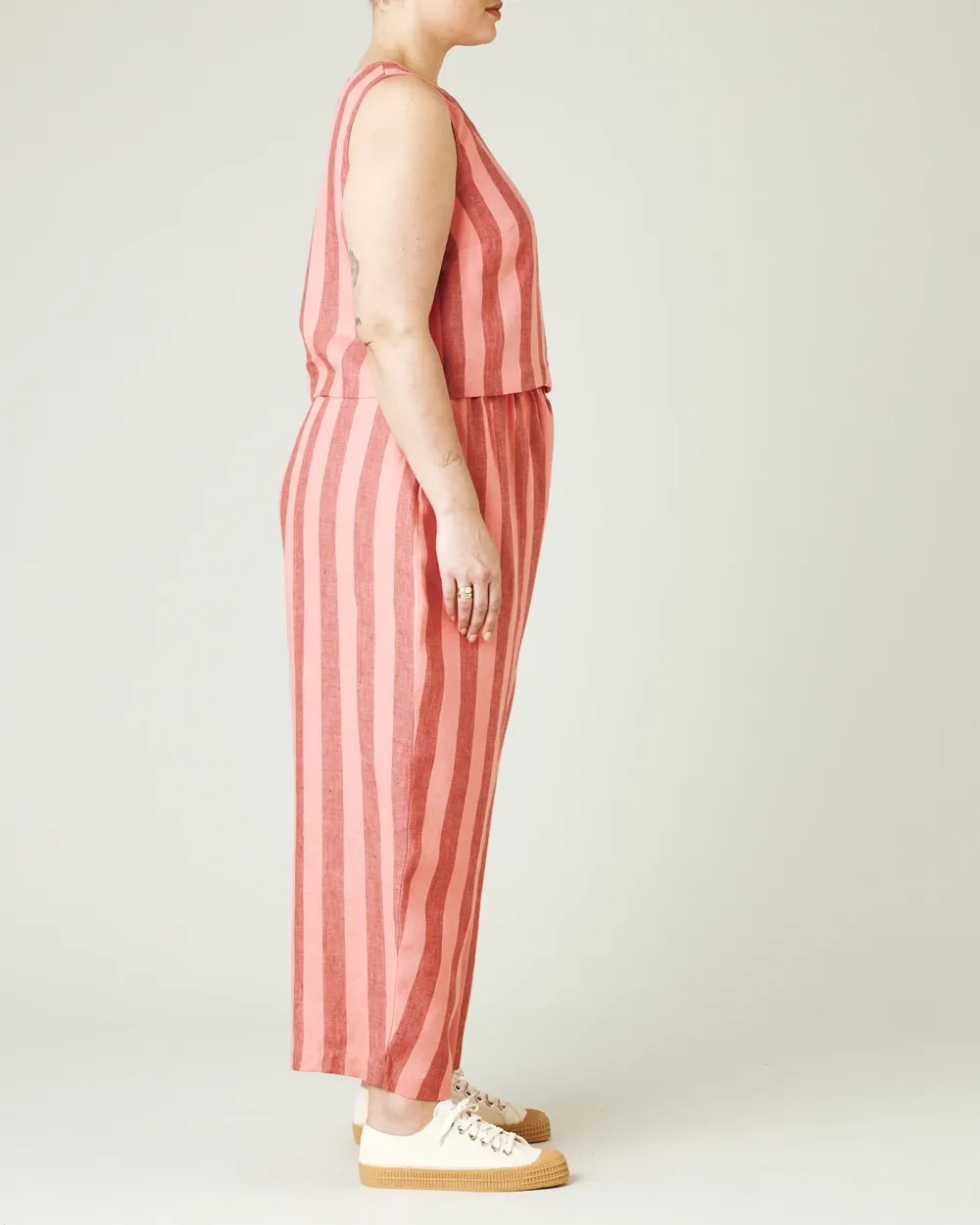 BLUSH STRIPE LINEN TROUSERS