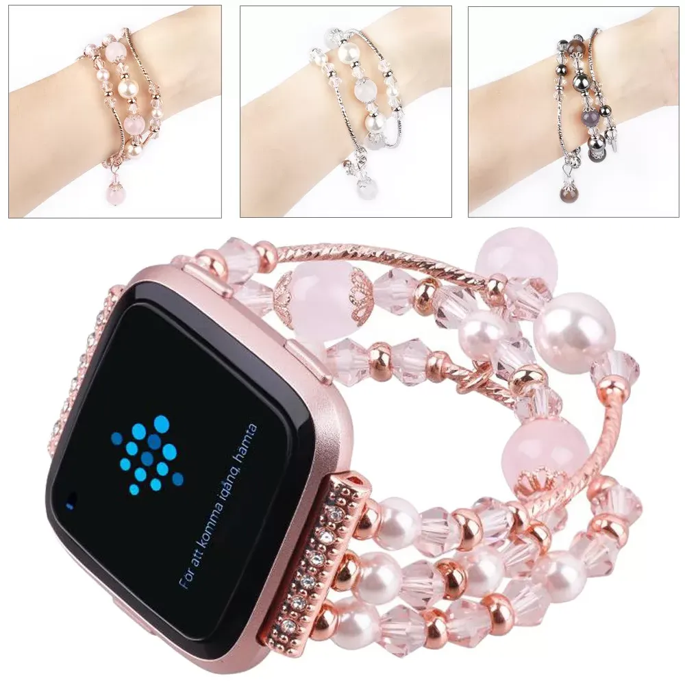 Fashion Sports Beaded Bracelet Strap Band For Fitbit Versa Quick Release Sports Bracelet SmartWatch Accessories