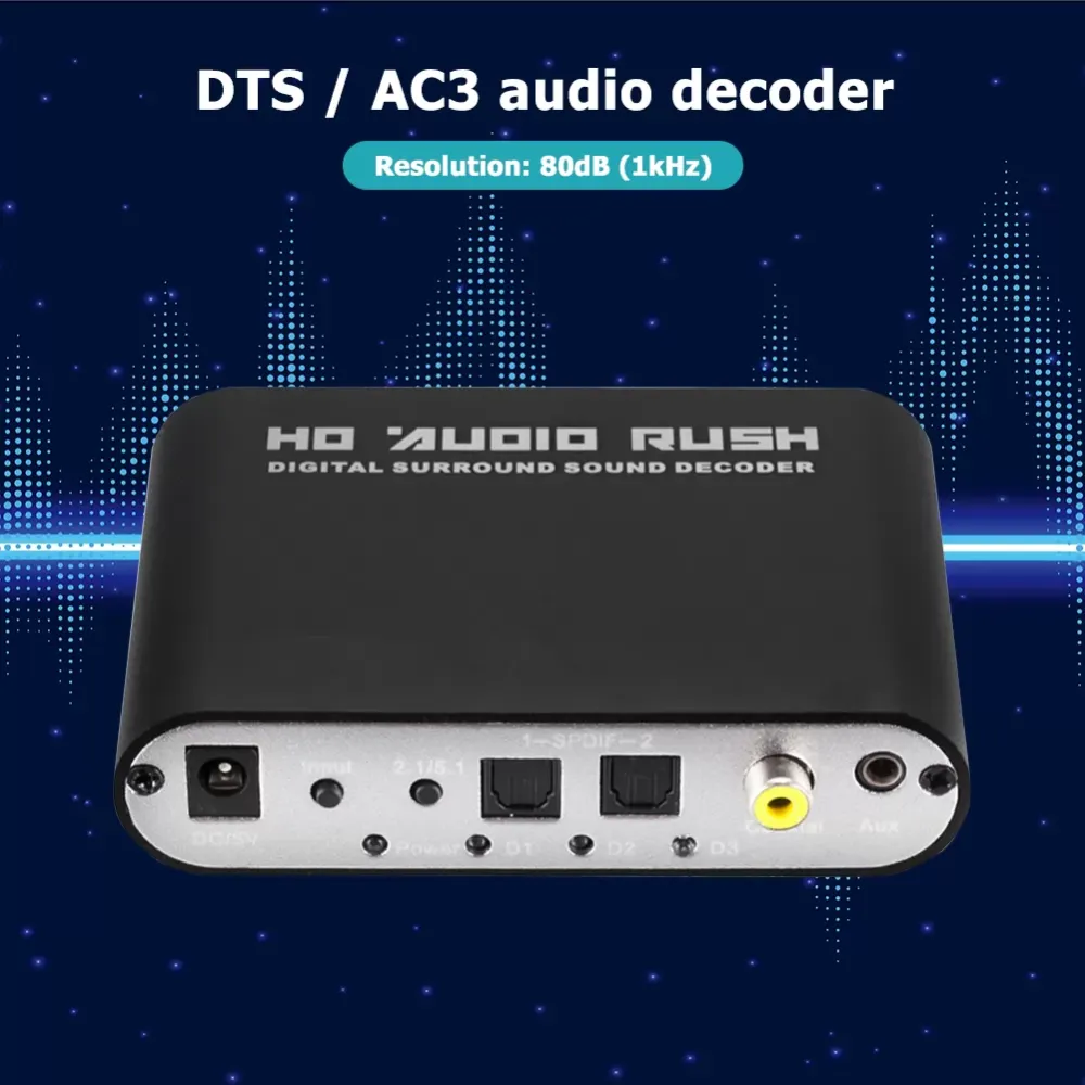 5.1 CH AC3 DTS Dolby HD Audio Decoder Coaxial Digital to Aalog RCA Adapter for PS3 Xbox360 PC Notebook DTS AC3 Audio Decoder