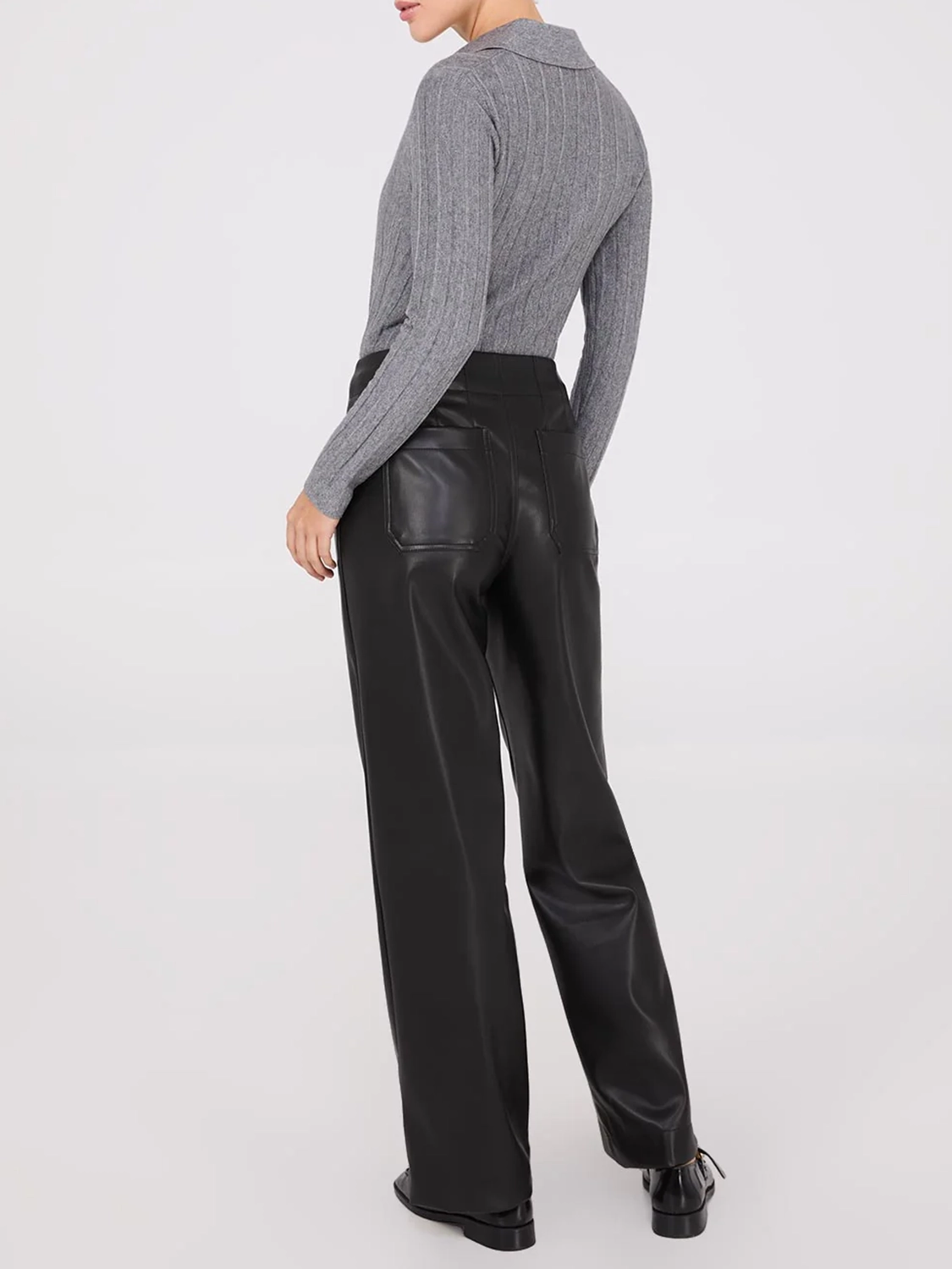 Faux Leather Wide-Leg Pants