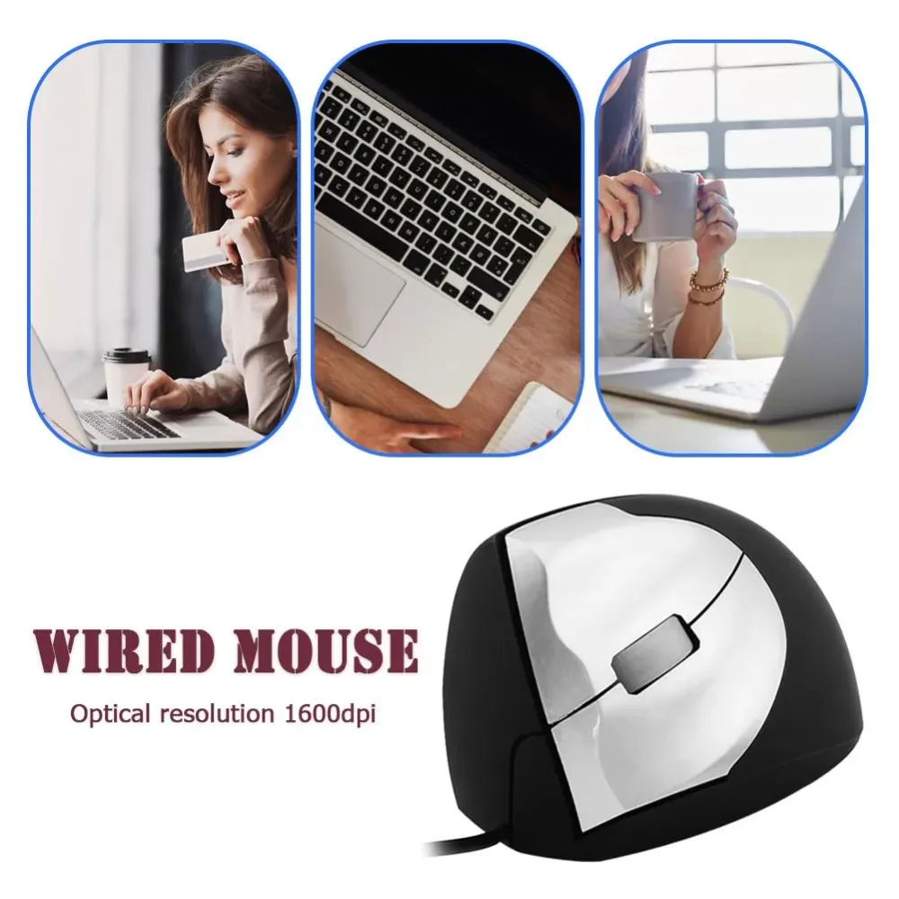 Durable Wired Mouse Classic Delicate 3 Buttons USB Wired 1000 DPI Optical Vertical Office Mouse for Desktop Laptop