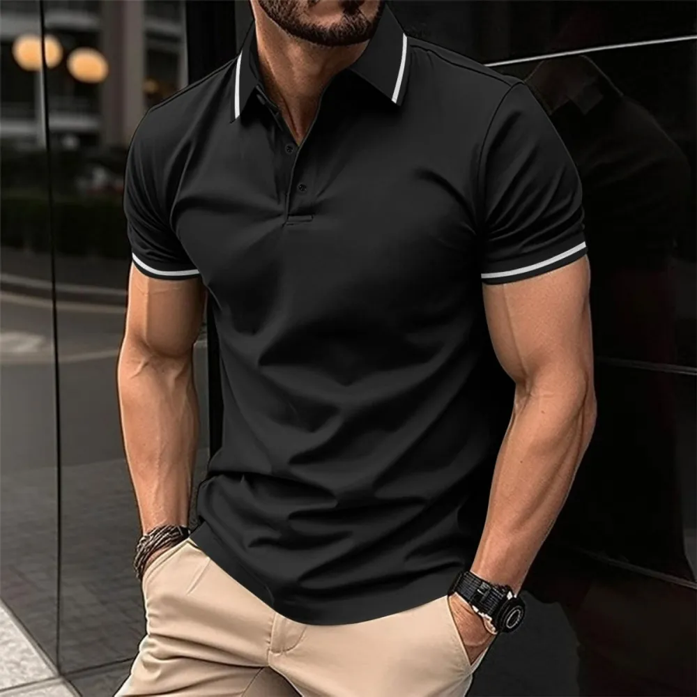 🔥Black Friday Sale 60% OFF🔥 - Men Striped Trim Comfy Breathable Polo Shirt