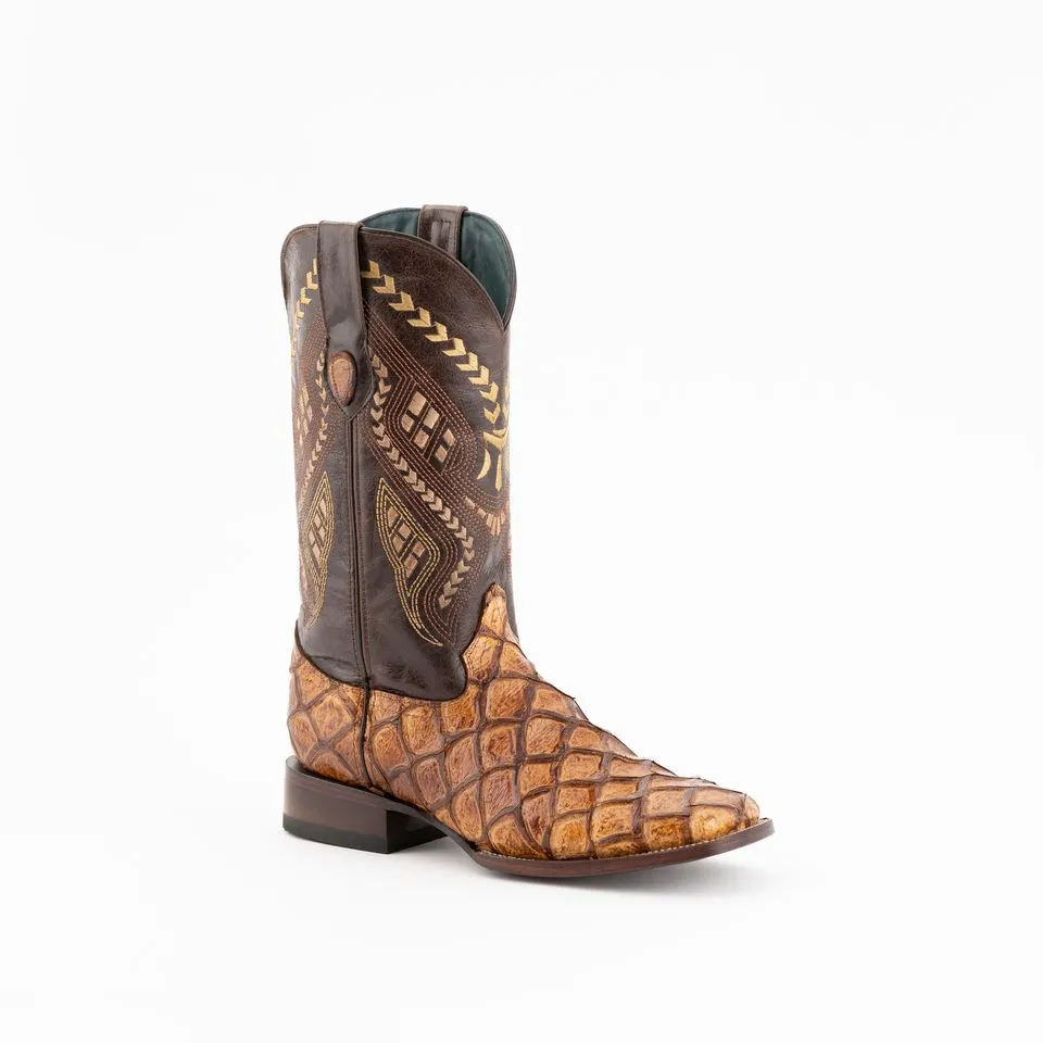 Men's  Bronco Pirarucu Print Boots Handcrafted Cigar