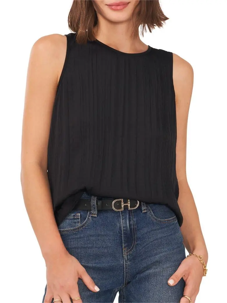 Pleated Sleeveless Blouse