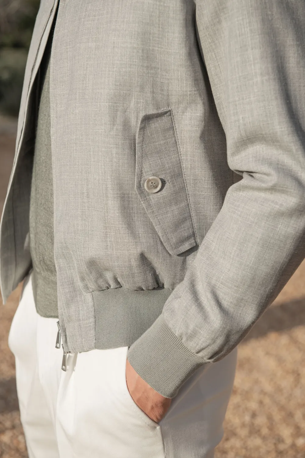 GREY SHORT JACKET IN LORO PIANA FABRIC