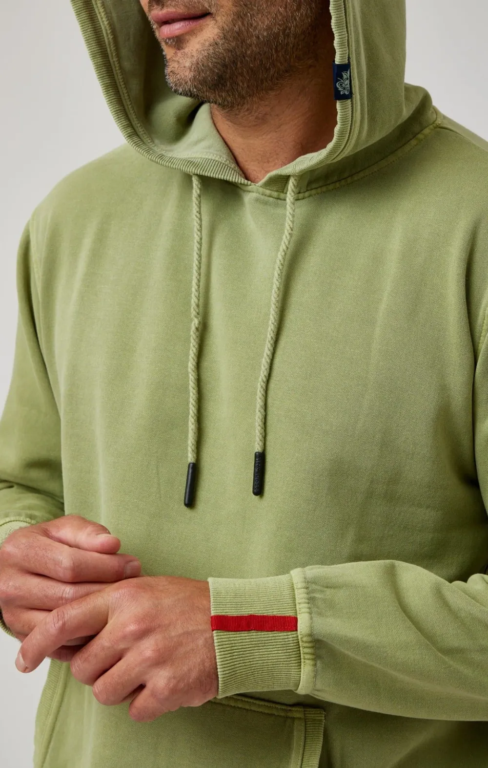 Sage Solid Garment Washed Hoodie