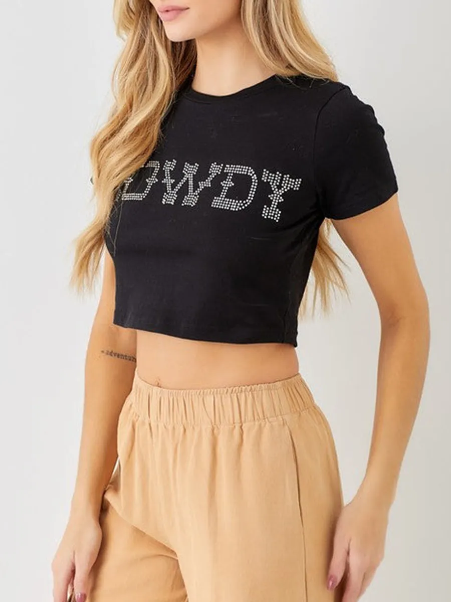 Howdy Rhinestone Crop Tee