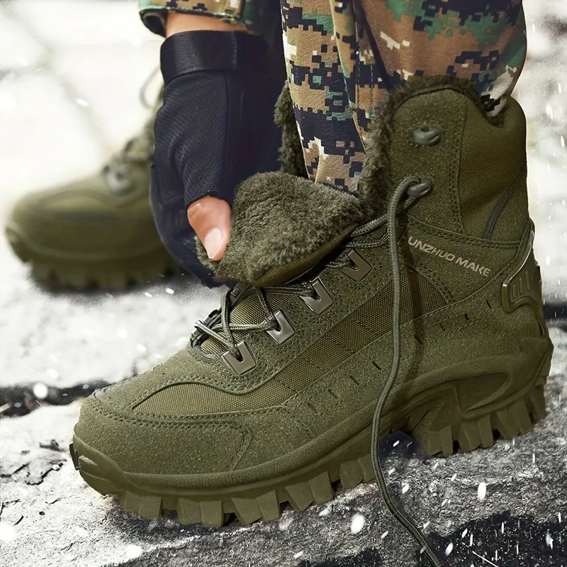 Men's Winter Warm Combat Boots Waterproof Non-Slip Hiking Boots Work Boots (Insulated Version)