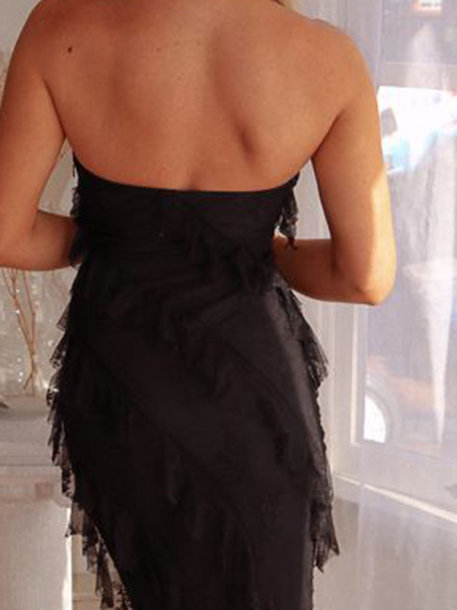 Sexy Black Ruffle Maxi Dress