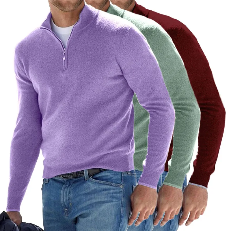 Men's Cashmere Zipper Basic Sweater